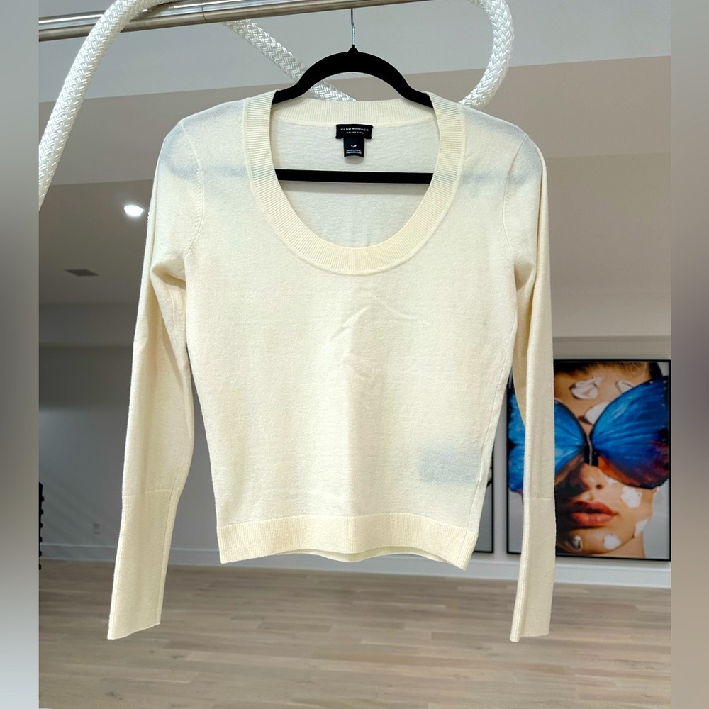 Club Monaco Italian yarn cream sweater in size S/P